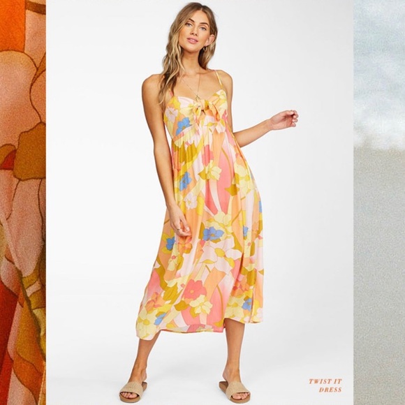 NEW NWT Billabong Twist It Midi Dress - Picture 6 of 8